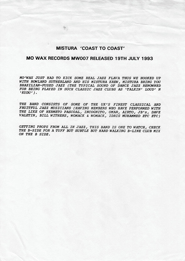 Rowland Sutherland's Mistura : Coast To Coast (12", Single)