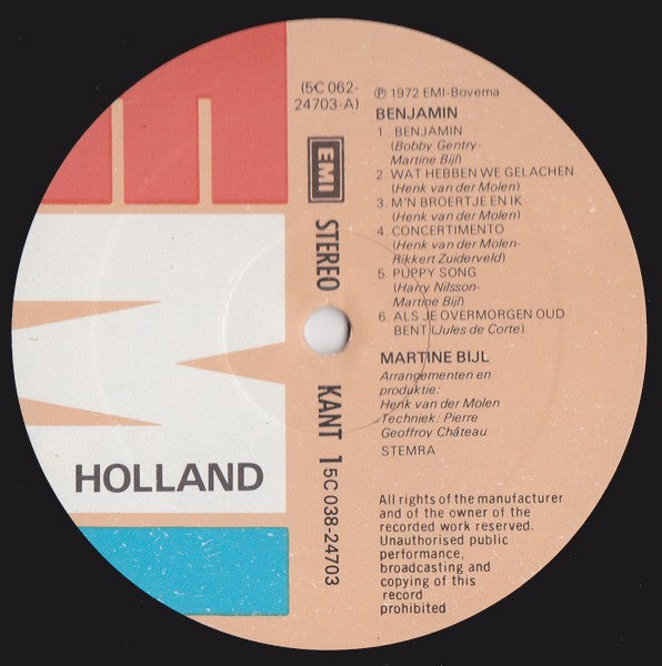Martine Bijl : Benjamin (LP, RP)