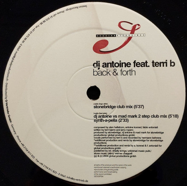 DJ Antoine Feat. Terri Bjerre : Back & Forth (12")