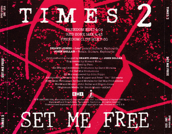 Times Two : Set Me Free (CD, Single, Promo)