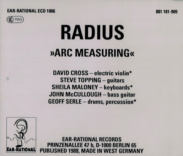 Radius (2) : Arc Measuring (CD, Album)