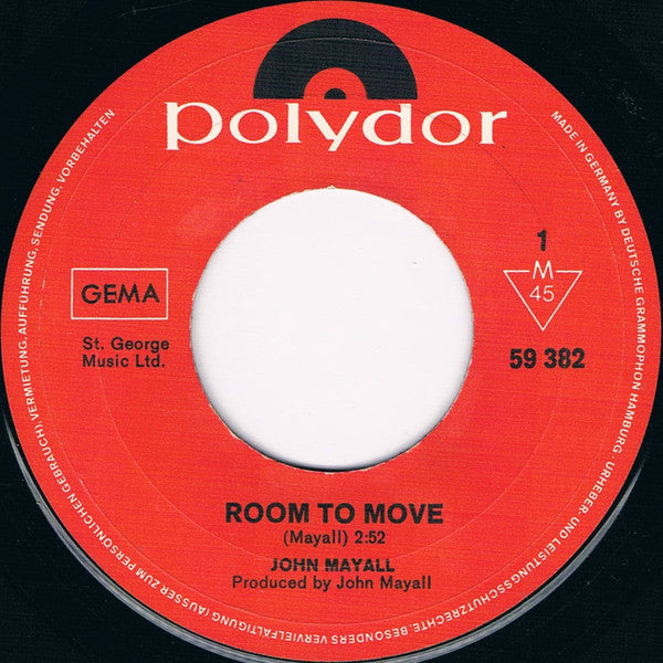 John Mayall : Room To Move (7", Single, Mono)