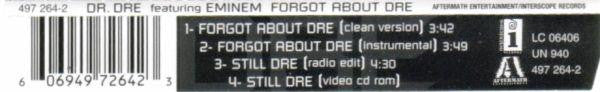 Dr. Dre Featuring Eminem : Forgot About Dre (CD, Maxi, Enh)