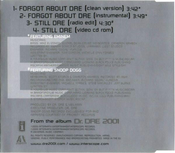 Dr. Dre Featuring Eminem : Forgot About Dre (CD, Maxi, Enh)