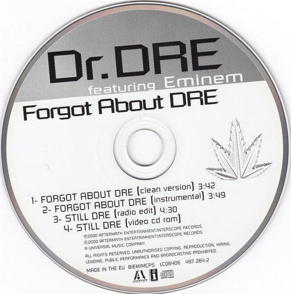 Dr. Dre Featuring Eminem : Forgot About Dre (CD, Maxi, Enh)