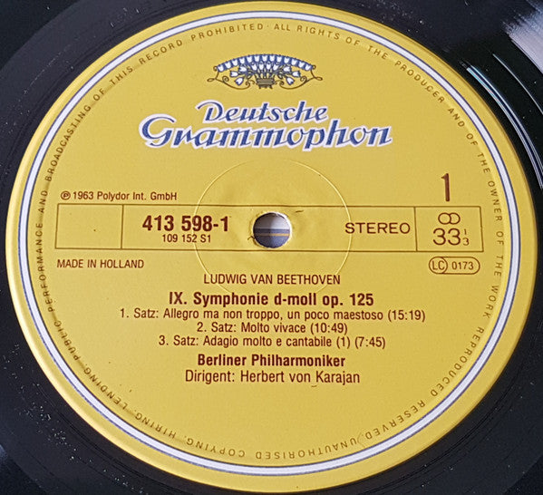 Ludwig van Beethoven - Herbert Von Karajan, Berliner Philharmoniker : Symphonie Nr. 9 (LP, Album, RE)