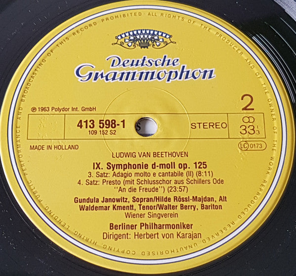 Ludwig van Beethoven - Herbert Von Karajan, Berliner Philharmoniker : Symphonie Nr. 9 (LP, Album, RE)
