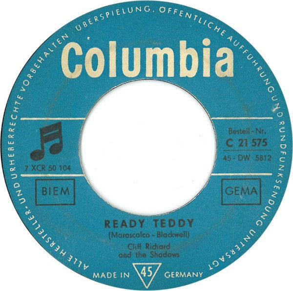 Cliff Richard : Ready Teddy / Bongo Blues (7", Single)
