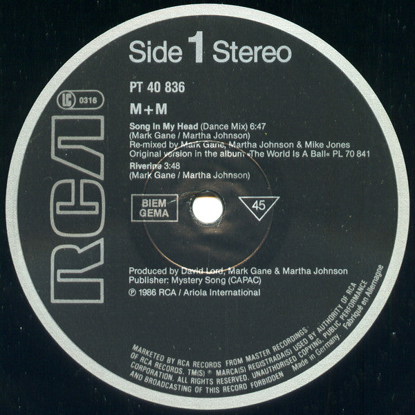 M + M : Song In My Head - Dance Re-Mix (12")