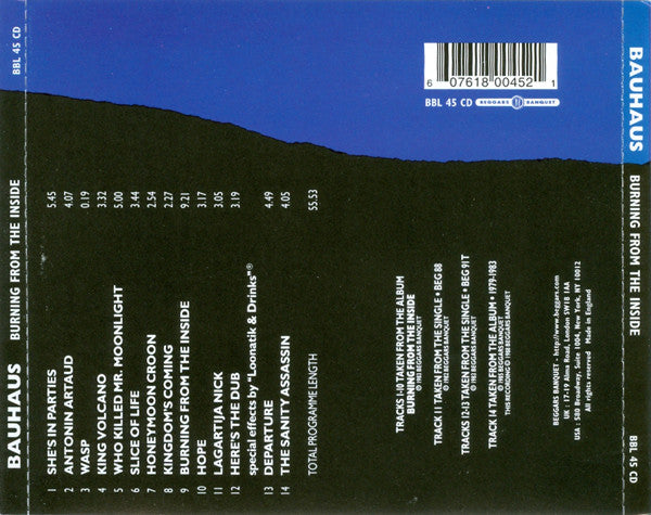 Bauhaus : Burning From The Inside (CD, Album, RE)