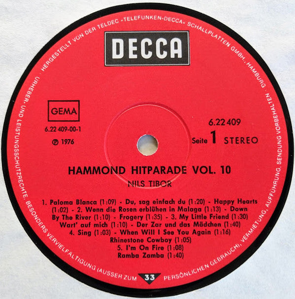 Nils Tibor : Hammond Hit Parade Vol. 10 (LP)