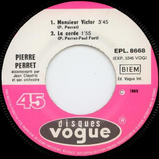 Pierre Perret (2) : Tondeur D'œuf / Monsieur Victor (7", EP)