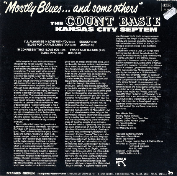 Count Basie And The Kansas City Seven : "Mostly Blues... And Some Others" (LP, Album)