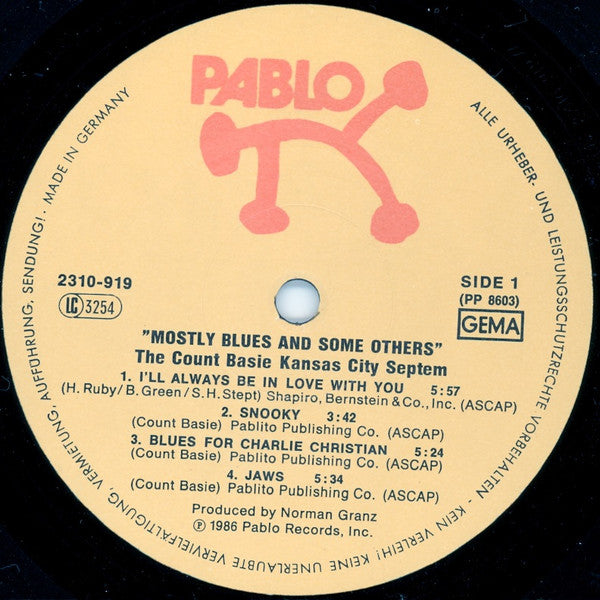 The Count Basie Kansas City Septem* : "Mostly Blues... And Some Others" (LP, Album)