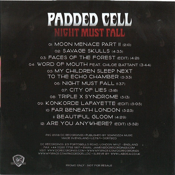 Padded Cell : Night Must Fall (CD, Album, Promo)