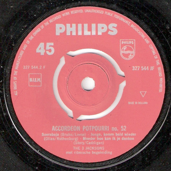 The 3 Jacksons : Accordeon Potpourri No. 52 (7", Single)