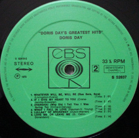 Doris Day : Doris Day's Greatest Hits (LP, Comp, RE)