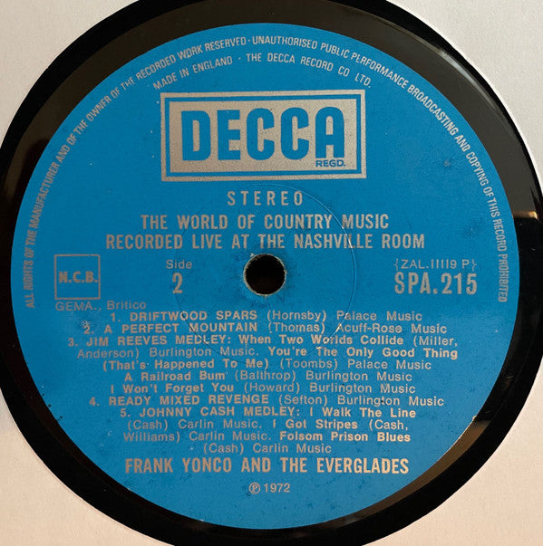 Frank Yonco And The Everglades : The World Of Country Music - Live At The Nashville Room, London (LP, Album)