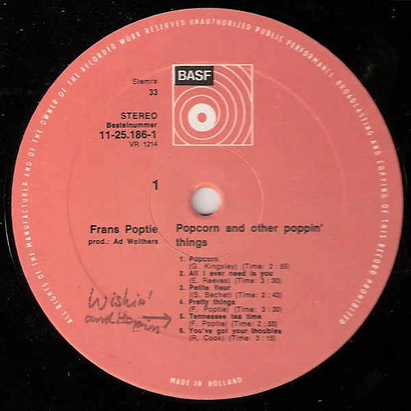 Frans Poptie : Popcorn And Other Poppin' Things (LP, Album)