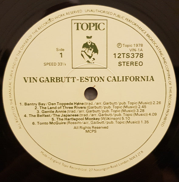 Vin Garbutt : Eston California (LP, Album)