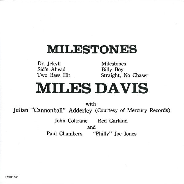 Miles Davis : Milestones (CD, Album, Mono, RE)