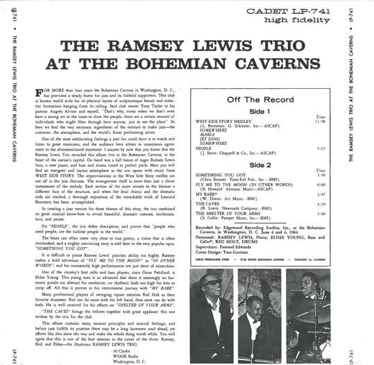 The Ramsey Lewis Trio : At The Bohemian Caverns (LP, Album, RE)