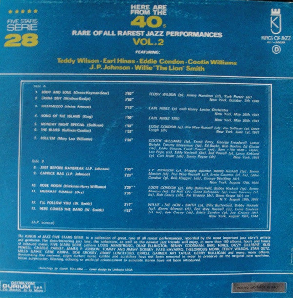 Various : Here Are From The 40's Rare Of All Rarest Jazz Performances Vol. 2 (LP)