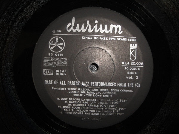 Various : Here Are From The 40's Rare Of All Rarest Jazz Performances Vol. 2 (LP)
