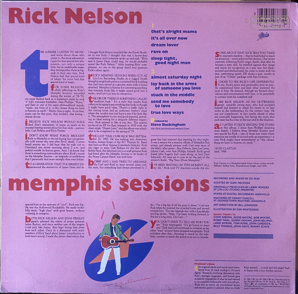Ricky Nelson (2) : Memphis Sessions (LP, Album, Pit)