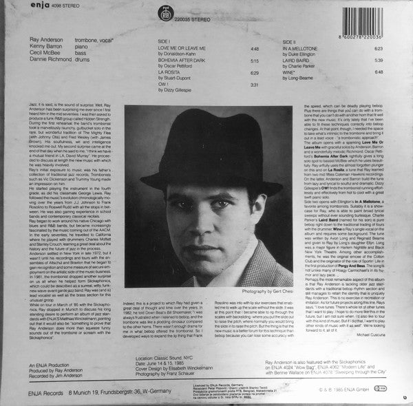 Ray Anderson : Old Bottles - New Wine (LP, Album)