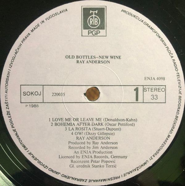 Ray Anderson : Old Bottles - New Wine (LP, Album)