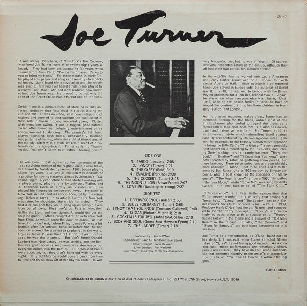 Joe Turner : King Of Stride (LP, Album)
