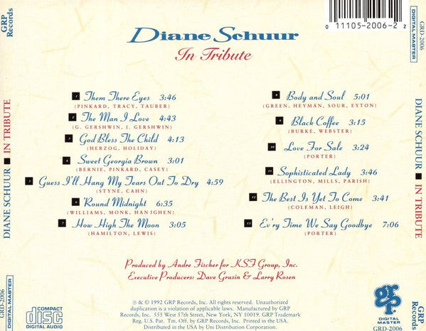 Diane Schuur : In Tribute (CD, Album)