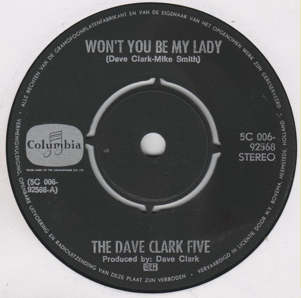 The Dave Clark Five : Won't You Be My Lady (7", Single)