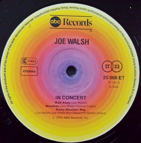 Joe Walsh : In Concert (LP, Album)