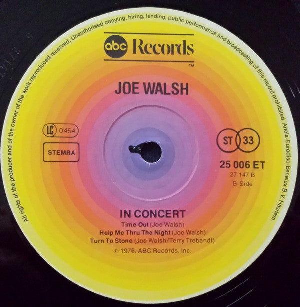 Joe Walsh : In Concert (LP, Album)