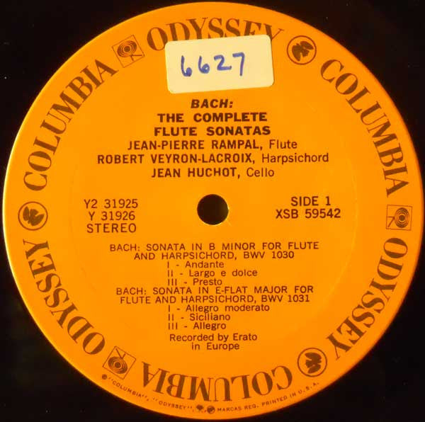 Bach* - Jean-Pierre Rampal : The Complete Flute Sonatas (2xLP, RE, Gat)