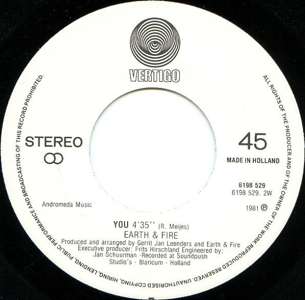 Earth & Fire* : Love Is An Ocean (7", Single)