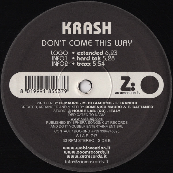 Krash (2) : Don't Come This Way (12")