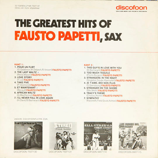 Fausto Papetti : The Greatest Hits Of Fausto Papetti (LP, Comp)