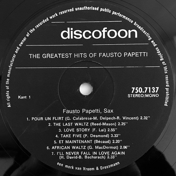 Fausto Papetti : The Greatest Hits Of Fausto Papetti (LP, Comp)