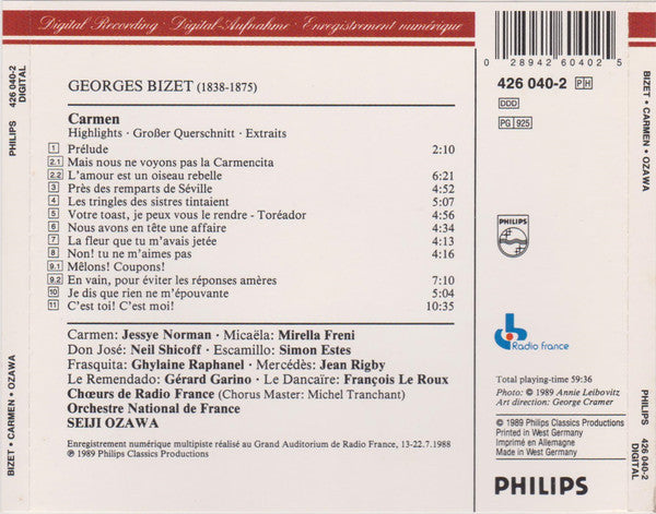 Georges Bizet - Jessye Norman, Orchestre National De France - Seiji Ozawa : Carmen - Highlights (CD, Album)