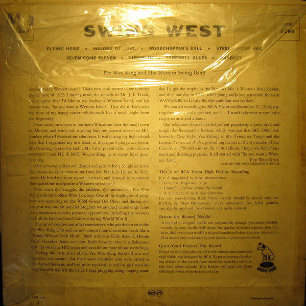 Pee Wee King & His Band : Swing West (10")