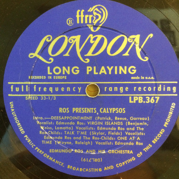 Edmundo Ros & His Orchestra : Ros Presents Calypsos (10", Album)