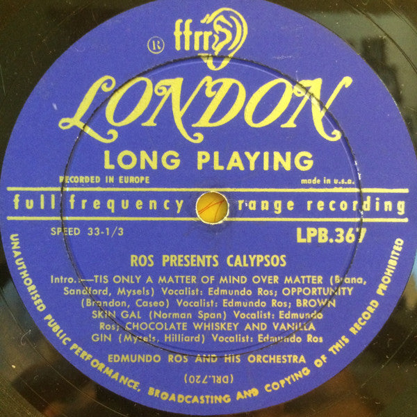 Edmundo Ros & His Orchestra : Ros Presents Calypsos (10", Album)