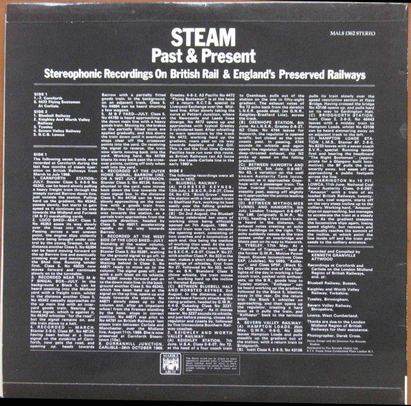 Kenneth Granville Attwood : Steam Past & Present (Stereophonic Recordings On British Rail & England's Preserved Railways) (LP)