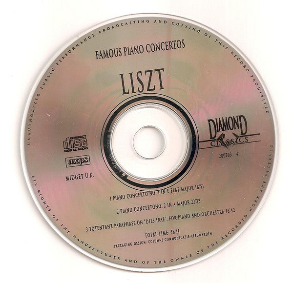 Franz Liszt / Gyula Kiss, Hungarian State Orchestra, János Ferencsik : Famous Piano Concertos - Liszt (CD, Album)