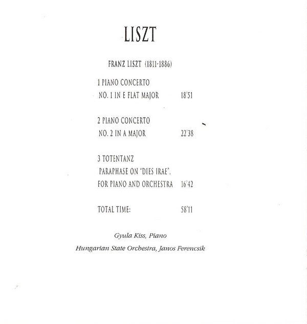 Franz Liszt / Gyula Kiss, Hungarian State Orchestra, János Ferencsik : Famous Piano Concertos - Liszt (CD, Album)