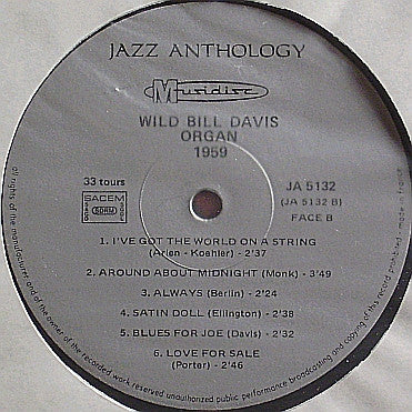 Wild Bill Davis : Organ 1959 (LP, Album, RE)