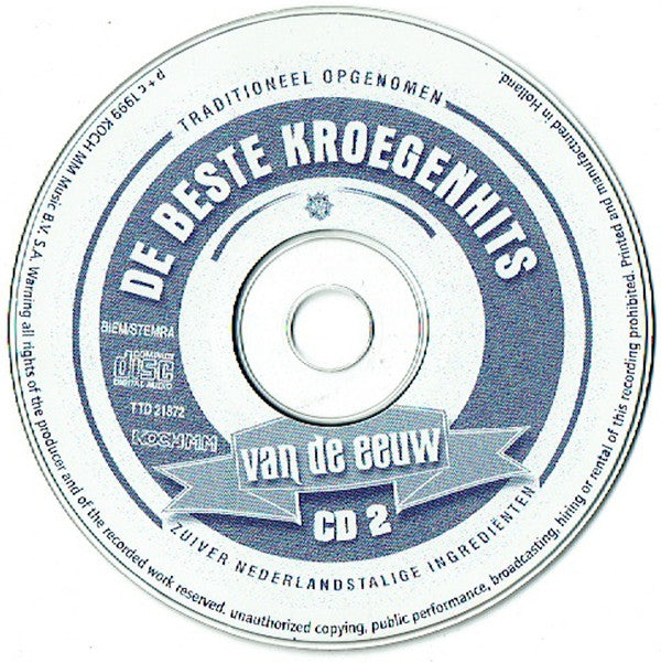 Various : De Beste Kroegenhits Van De Eeuw (2xCD, Comp)